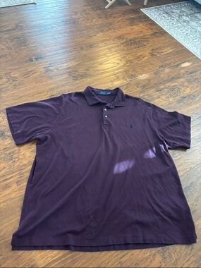 Mens Polo Ralph Lauren  Polo Shirt burgundy/ grey 100% soft cotton 
2XLT
